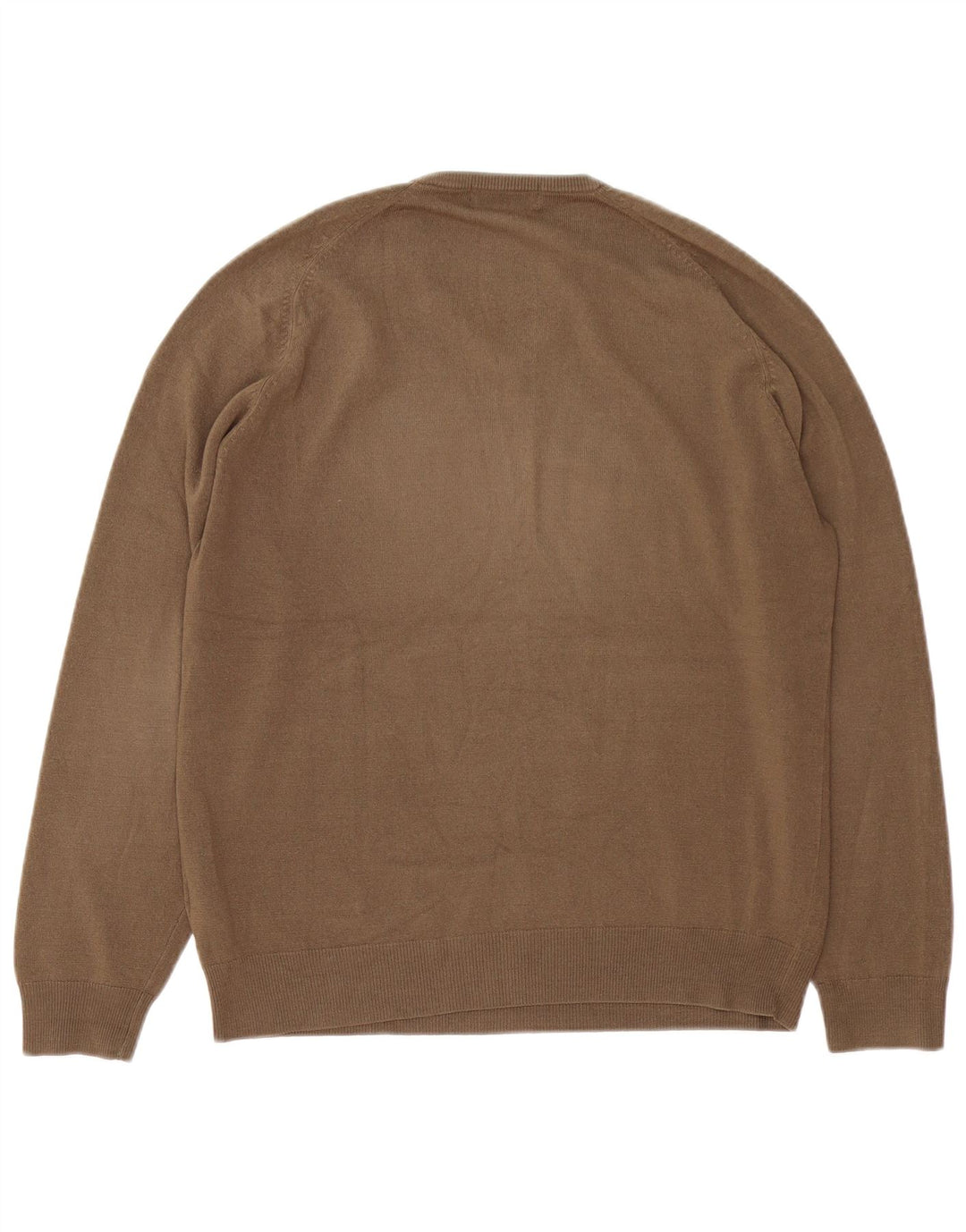 Męski sweter Marks & Spencer Blue Harbor z dekoltem w kształcie litery V, średni brąz