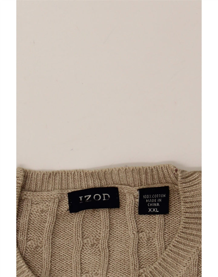 IZOD Mens Crew Neck Jumper Sweater 2XL Beige Cotton Vintage Izod and Second-Hand Izod from Messina Hembry 