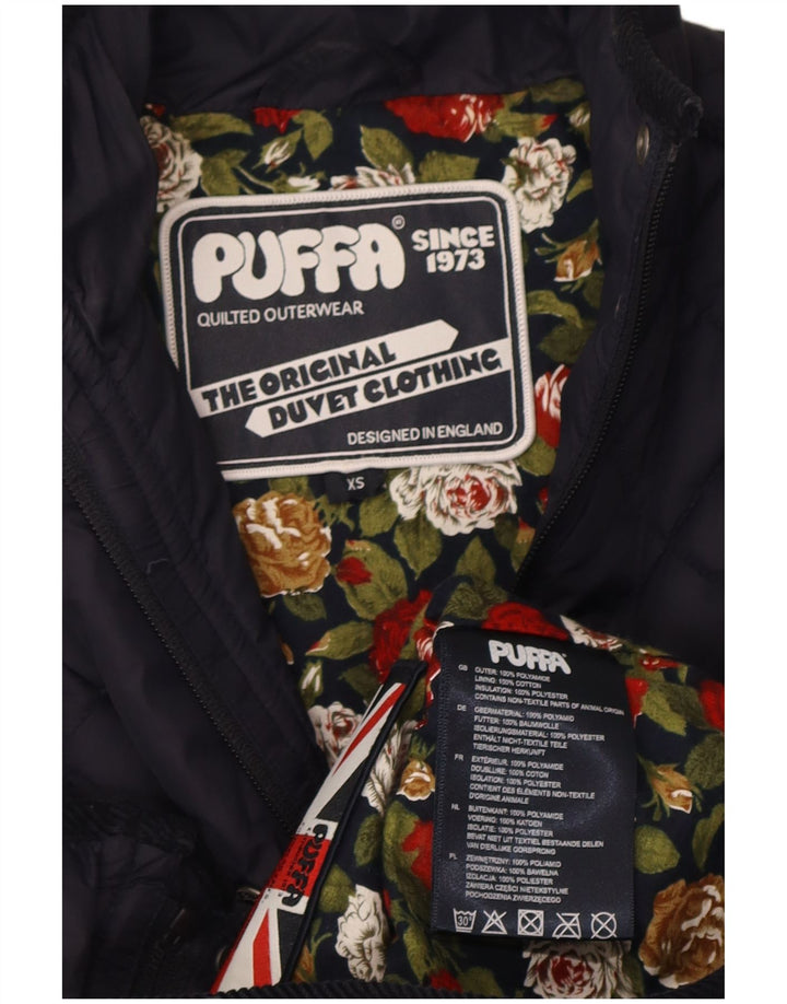 Damska pikowana kurtka Puffa UK 6 XS Granatowa, poliamidowa