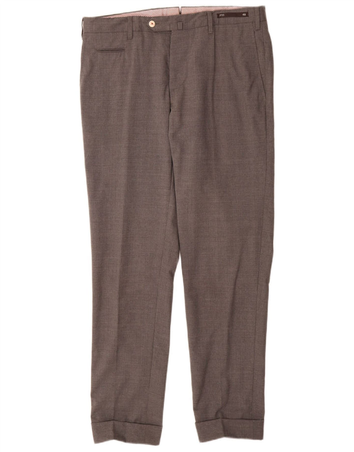 Męskie spodnie garniturowe VINTAGE IT 48 Medium W32 L31 Szara wełna