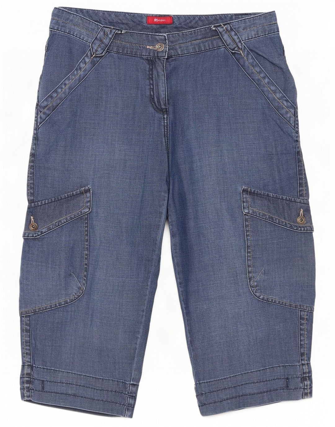 Damskie spodenki jeansowe Monsoon Cargo UK 14 Medium W34 L20 Niebieskie bawełniane