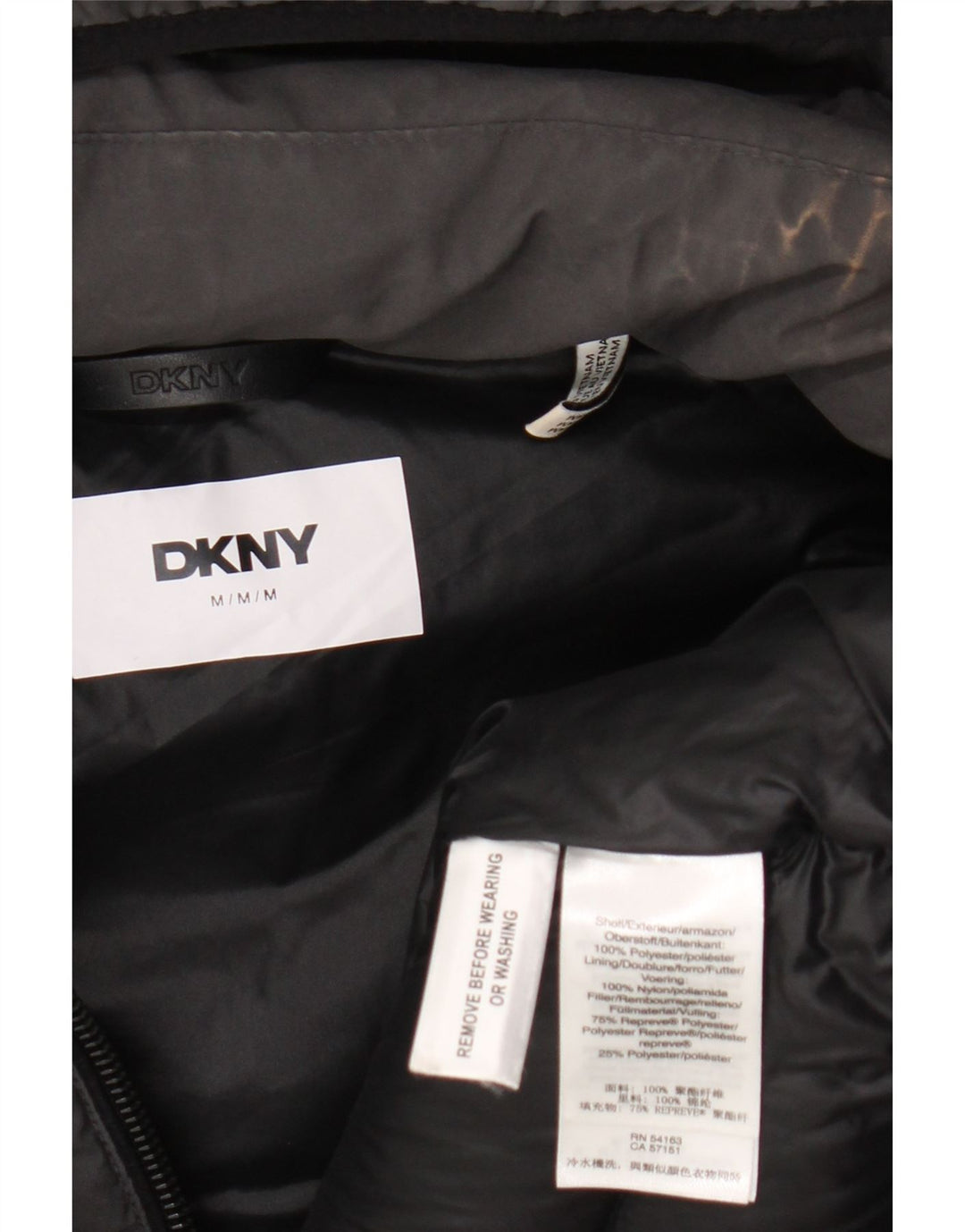 Damski ocieplany płaszcz z kapturem Dkny UK 14, średni szary poliester