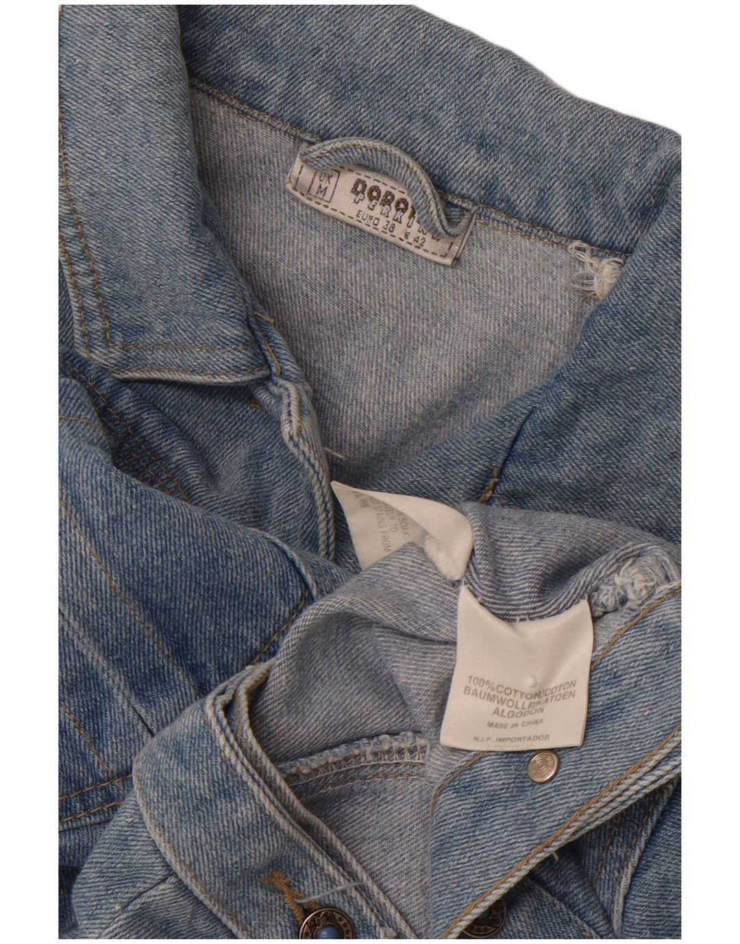 DOROTHY PERKINS Damska kurtka dżinsowa typu Crop UK 14, średnia niebieska, bawełniana