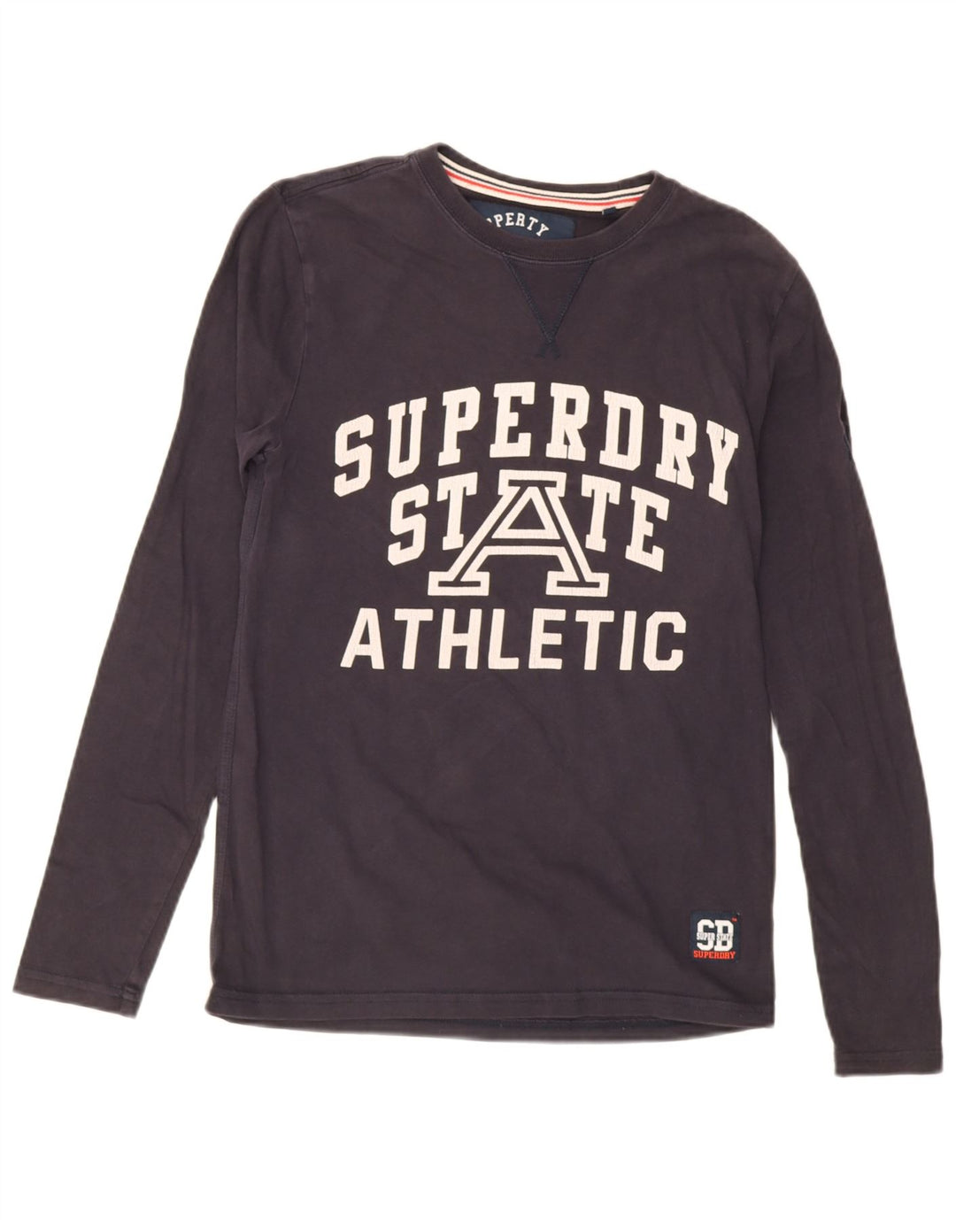 Męski top Superdry z grafiką, długim rękawem, mały, granatowy, bawełniany