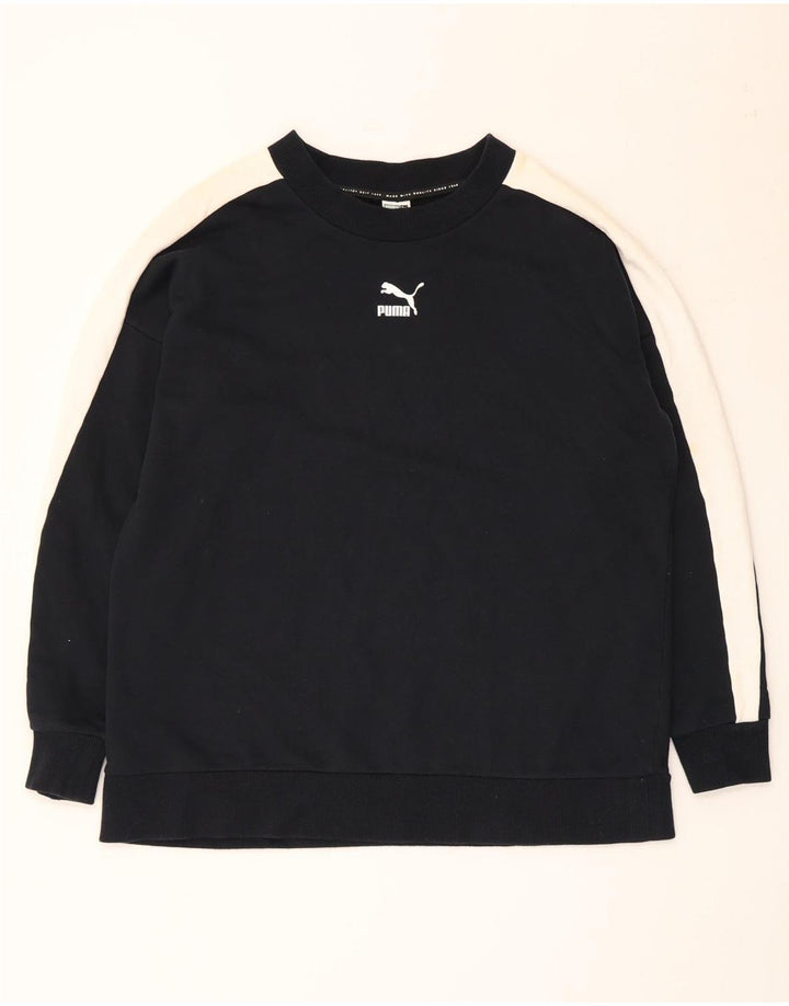 Męska bluza Puma Sweter Średniej Czarnej Bawełny w Blokach Kolorowych