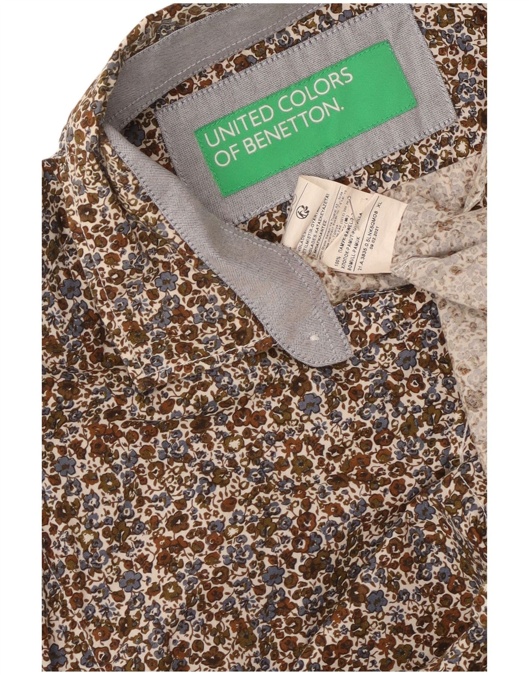 Koszula męska Benetton XL, wielobarwna, bawełniana w kwiaty