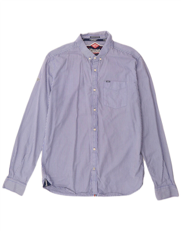 Koszula męska Superdry XL, niebieska, bawełniana w prążki