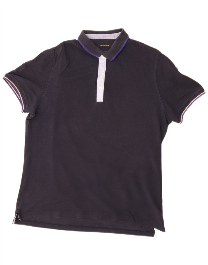 Męska koszulka polo MASSIMO DUTTI XL, granatowa, bawełniana