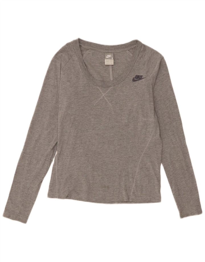 Damski top Nike z długim rękawem, UK 10, mały, szary, bawełniany