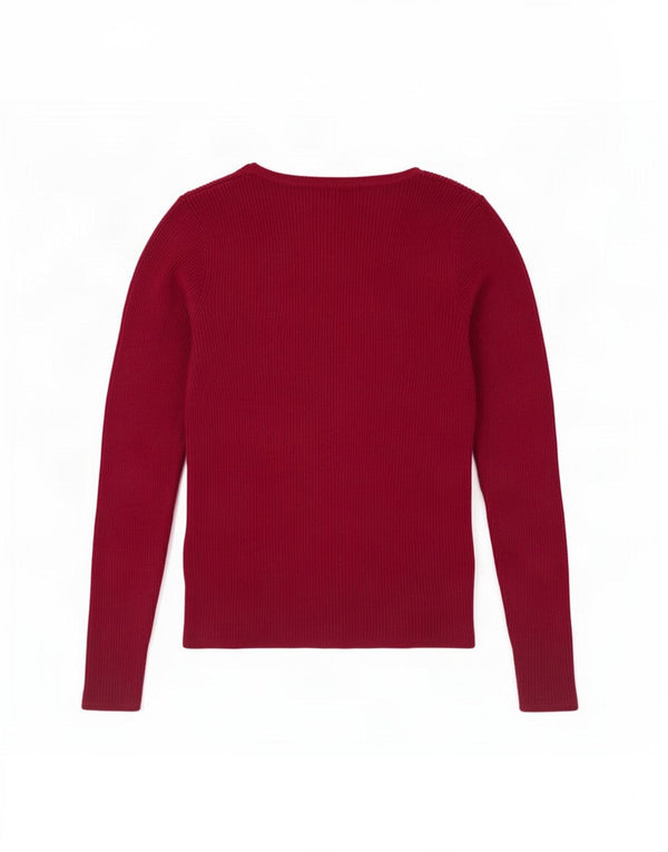 Sweter damski Marks & Spencer z dekoltem w kształcie litery V, UK 10, mały, bordowy wiskoza