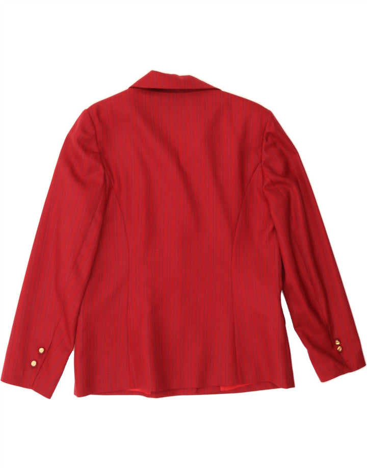 HENRY WHITE Womens 4 Button Blazer Jacket UK 12 Medium  Red Striped Wool Vintage Henry White and Second-Hand Henry White from Messina Hembry 