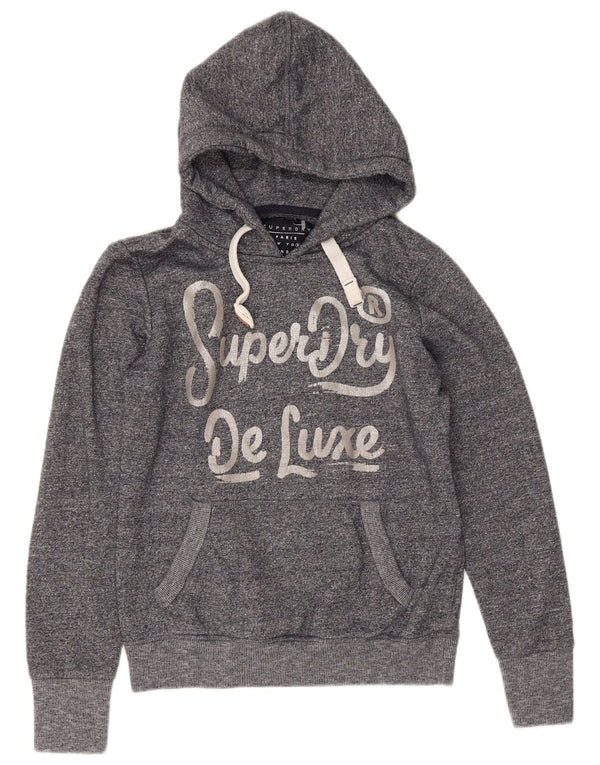 Damski sweter z kapturem Superdry Graphic UK 12 Średni granatowy, bawełniany nakrapiany