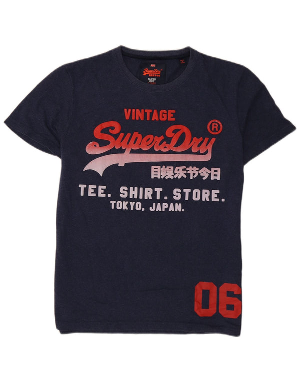 Męski T-shirt z grafiką Superdry, góra XL, granatowa, bawełniana