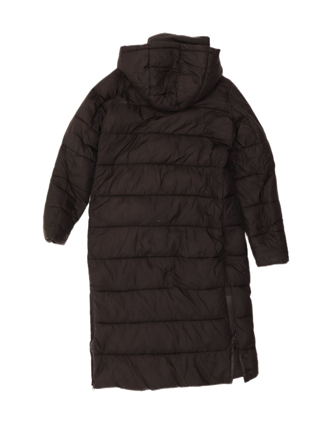 Damski, oversize'owy, ocieplany płaszcz z kapturem ZARA UK 10, mały, czarny poliester