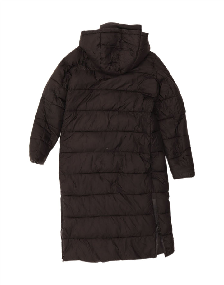 Damski, oversize'owy, ocieplany płaszcz z kapturem ZARA UK 10, mały, czarny poliester