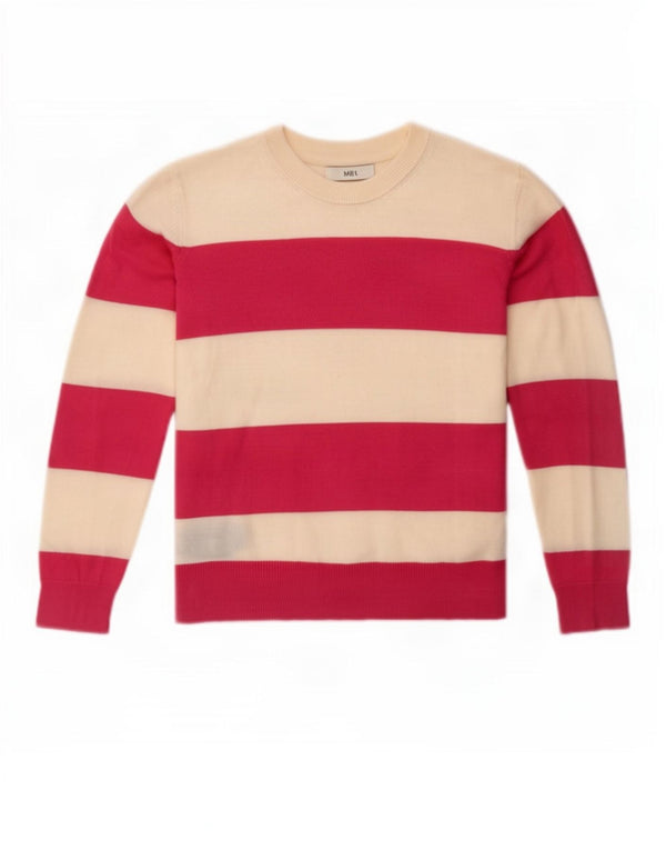 Marks & Spencer Damski sweter z okrągłym dekoltem, UK 8, małe, różowe paski