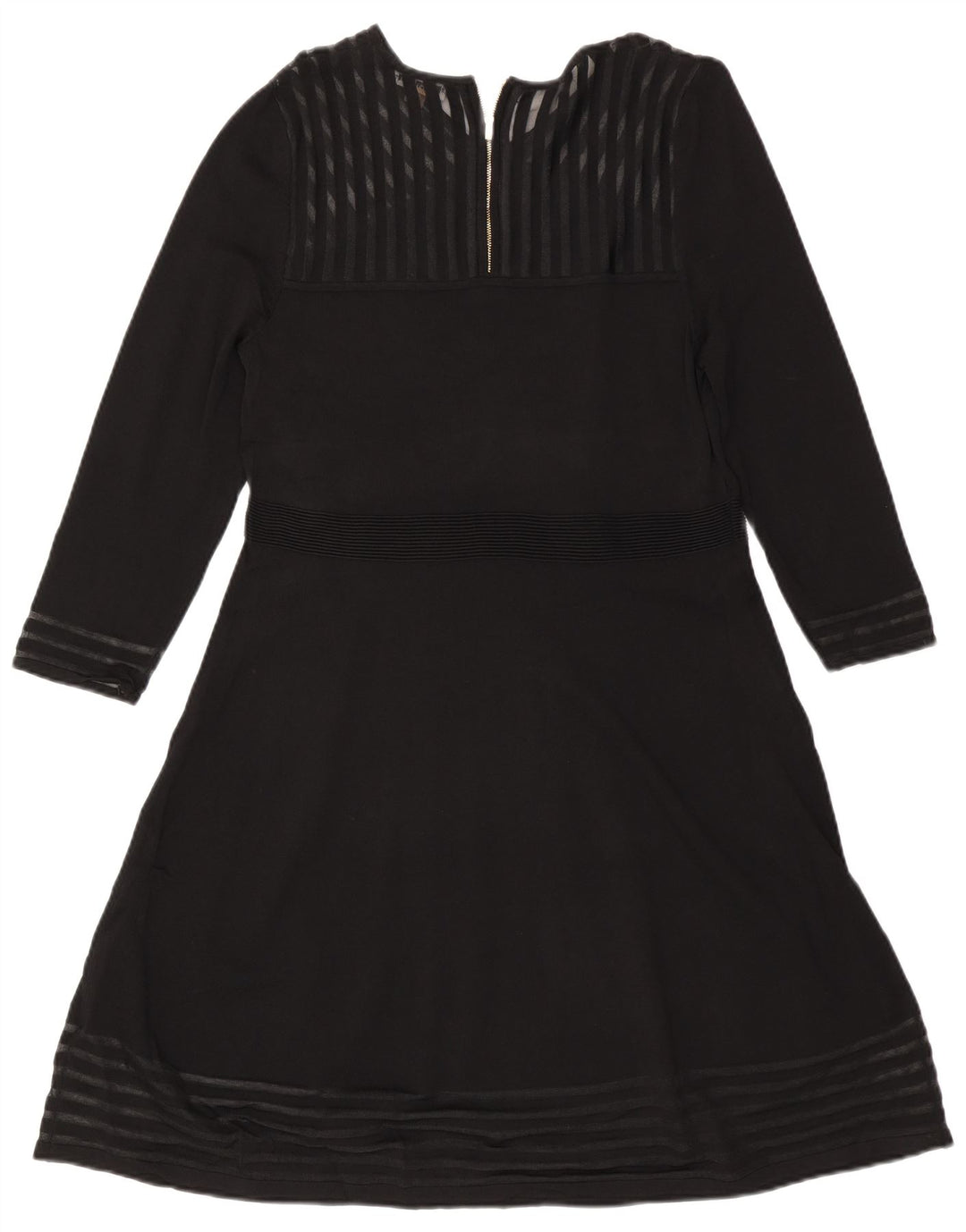 CALVIN KLEIN Damska sukienka trapezowa z długim rękawem UK 18 XL w czarne paski ze sztucznego jedwabiu