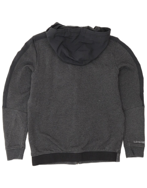 Męski sweter z kapturem i grafiką Under Armour, mały, szary, z blokami kolorów, bawełniany