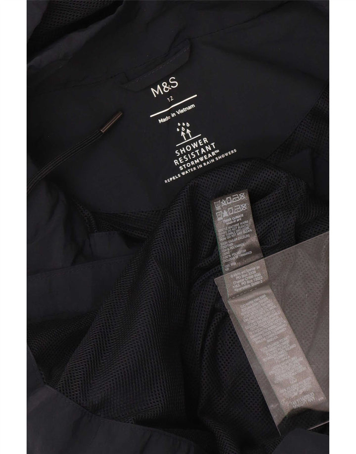 Damska kurtka przeciwdeszczowa z kapturem Marks & Spencer UK 12, średni granatowy poliamid