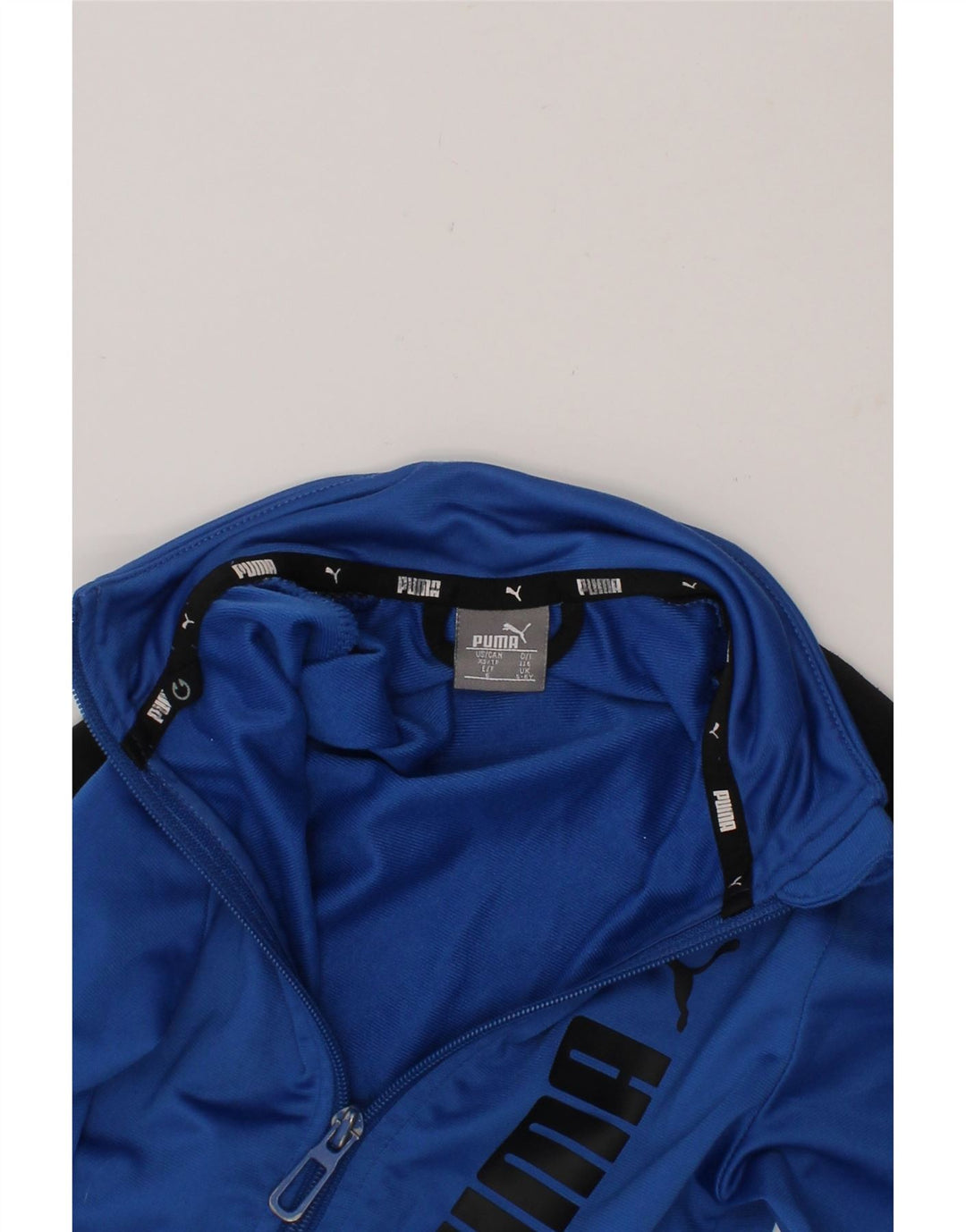 PUMA Boys Graphic Tracksuit Top Jacket 5-6 Years Blue Colourblock Vintage Puma and Second-Hand Puma from Messina Hembry 