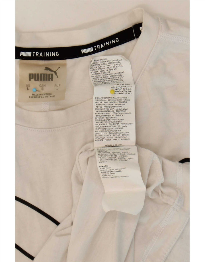Damska koszulka z grafiką Puma Top UK 16, duża, biała, poliester
