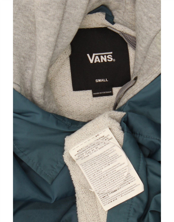 Męska kurtka wiatrówka Vans z kapturem UK 36, mały, niebieski nylon w bloki kolorów