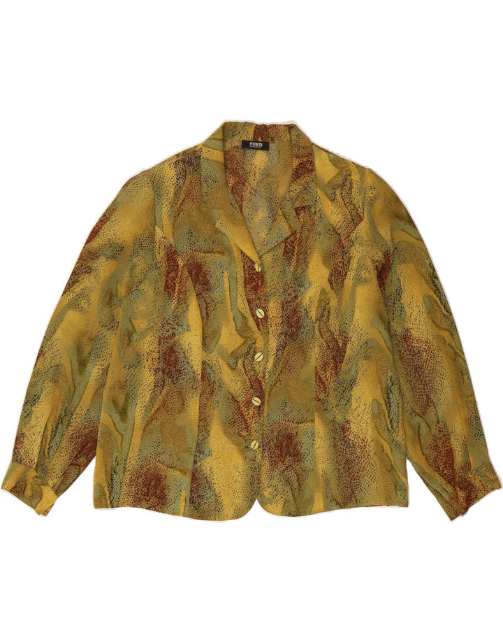 VINTAGE Womens Loose Fit Abstract Pattern Shirt Blouse IT 48 XL Yellow Vintage Vintage and Second-Hand Vintage from Messina Hembry 