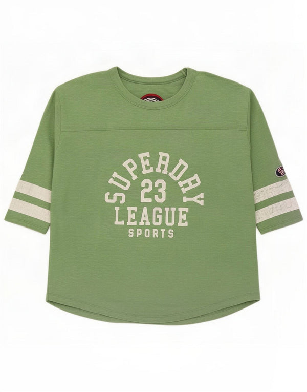 Damska koszulka z grafiką Superdry Top UK 10 Small Green Cotton