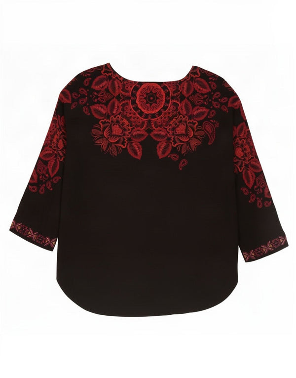Damska bluzka z rękawem 3/4 Desigual UK 18 XL w kolorze czarnym w kwiaty