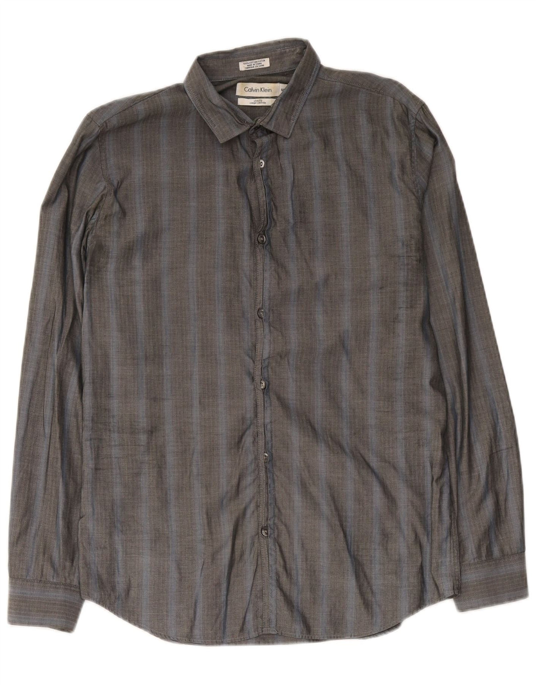Koszula męska Calvin Klein Slim Fit, mała, szara, bawełniana w jodełkę