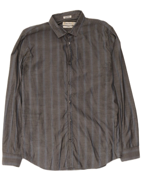 Koszula męska Calvin Klein Slim Fit, mała, szara, bawełniana w jodełkę