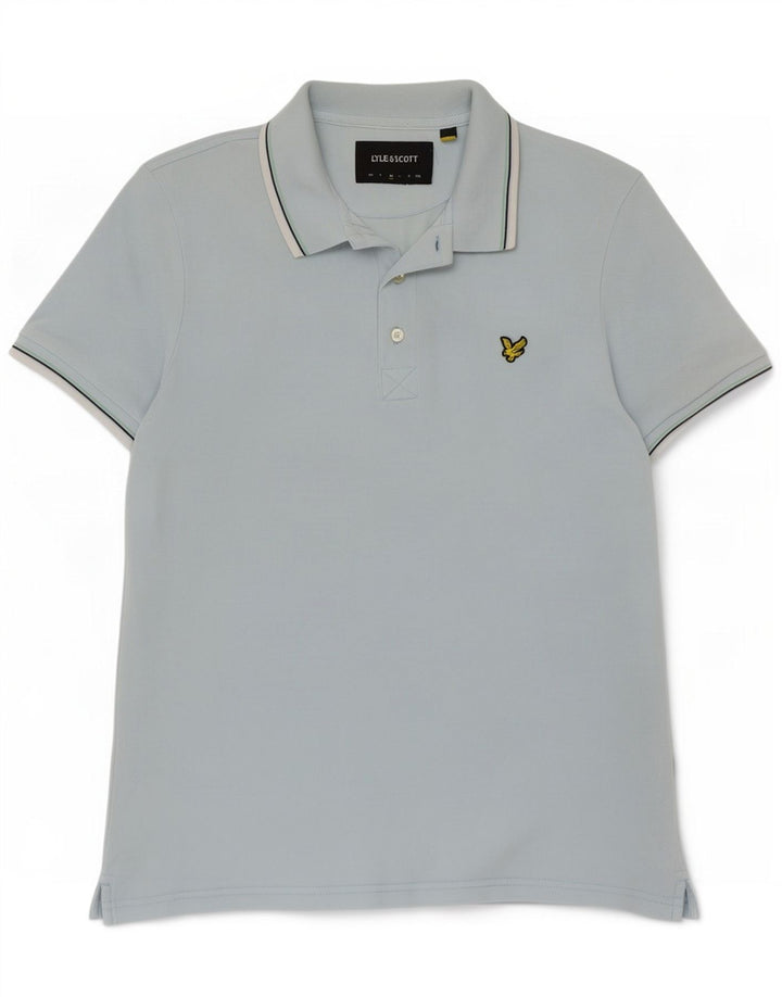 Męska koszulka polo Lyle & Scott, bawełniana w średnie niebieskie paski