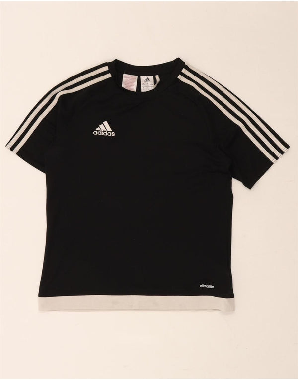 Chłopięcy T-shirt ADIDAS Climalite, 13-14 lat, czarny poliester z blokami kolorów