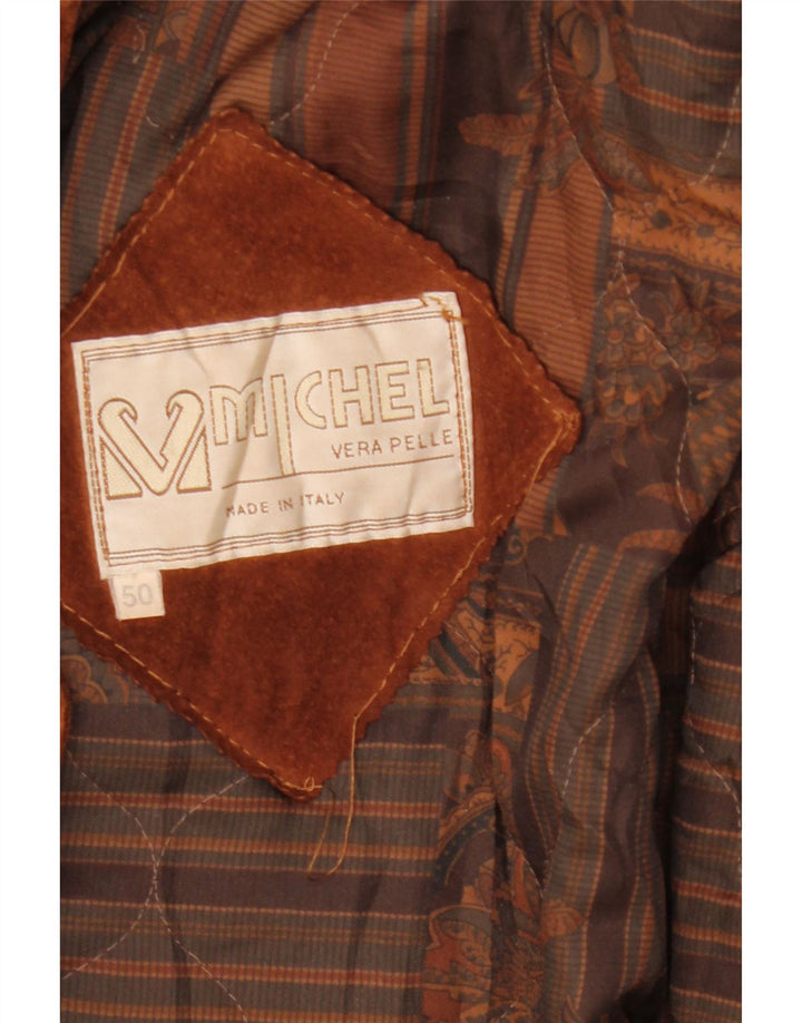 Damski płaszcz zamszowy typu oversize Michel IT 50 XL, brązowa skóra