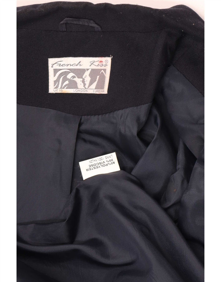 Dwurzędowa marynarka damska w stylu vintage, UK 18 XL, granatowa, poliester