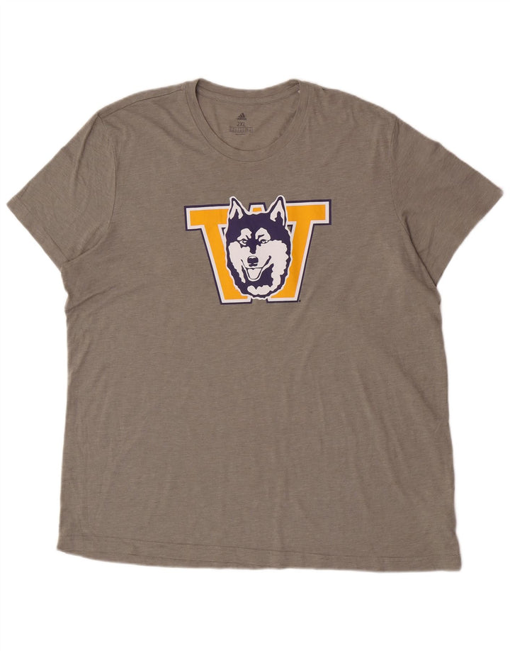 Adidas Męski T-shirt z grafiką Washington Huskie Top 2XL Szary poliester