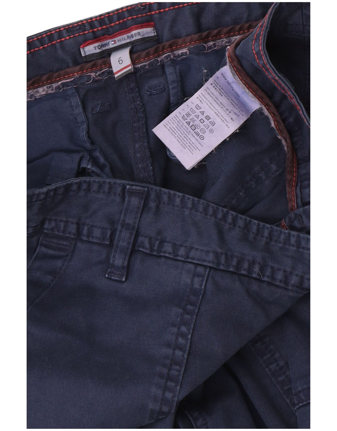 Damskie proste spodnie chino Tommy Hilfiger US 6 Medium W30 L25 granatowe