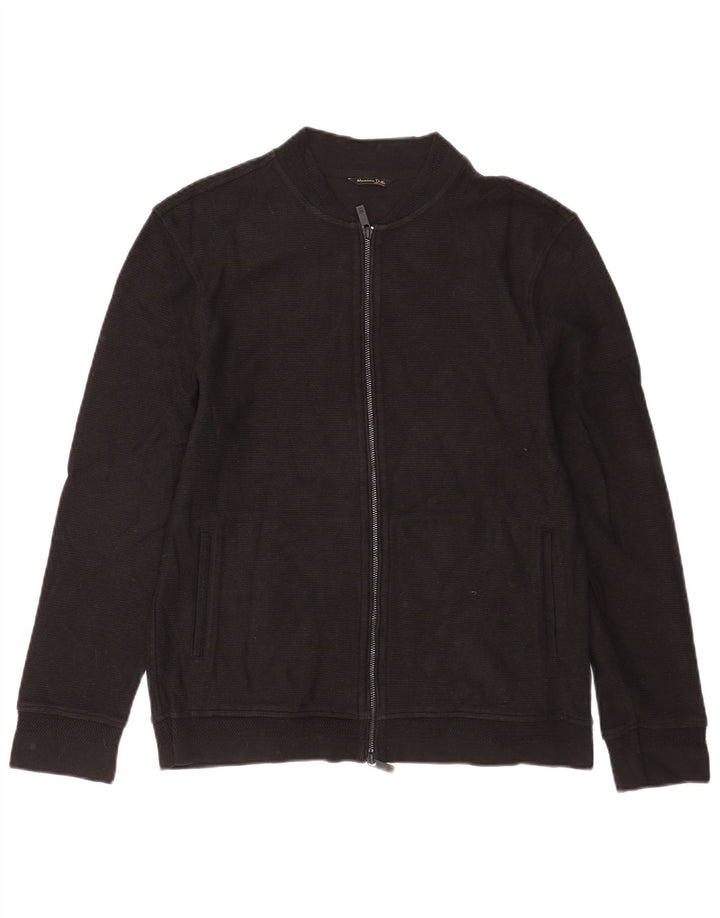 Męski sweter rozpinany Massimo Dutti, średni czarny, bawełniany