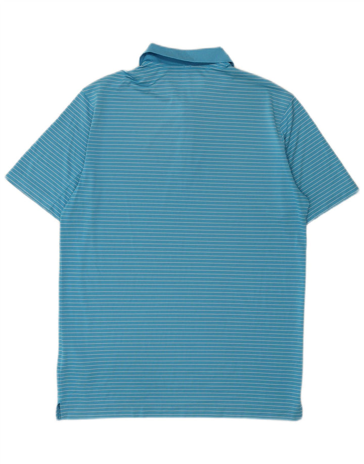 Męska koszulka polo Nike Dri Fit, średnia niebieska, poliestrowa w prążki