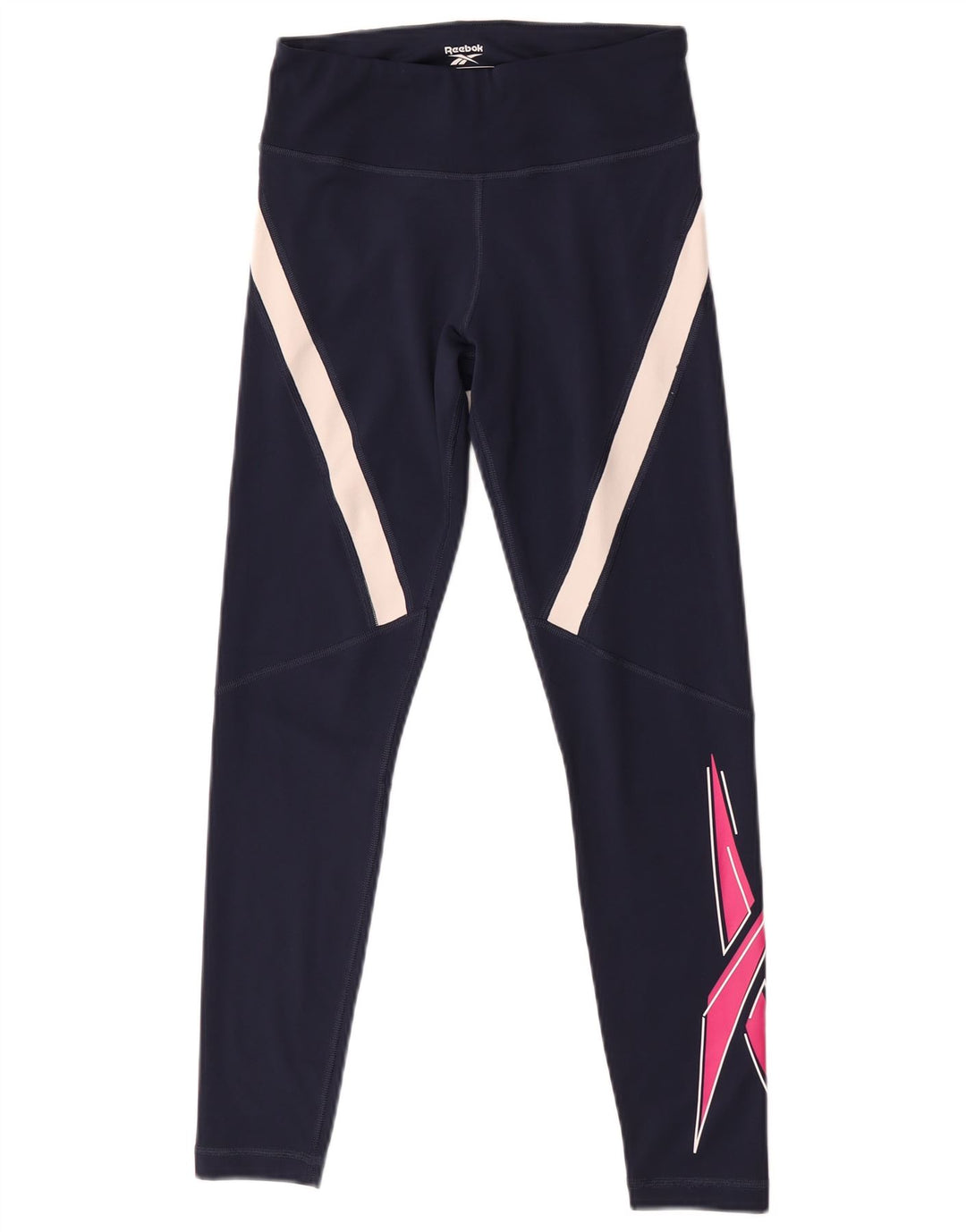 Damskie legginsy Reebok Graphic UK 8/10, małe, granatowe, z blokami kolorów