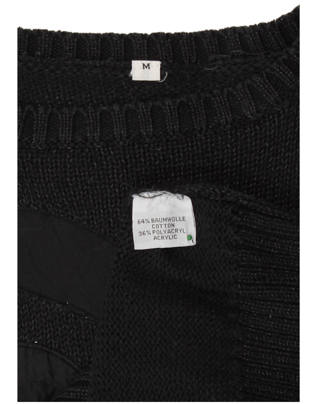 Vintage damski sweter z dekoltem w łódkę UK 14, średni czarny bawełniany