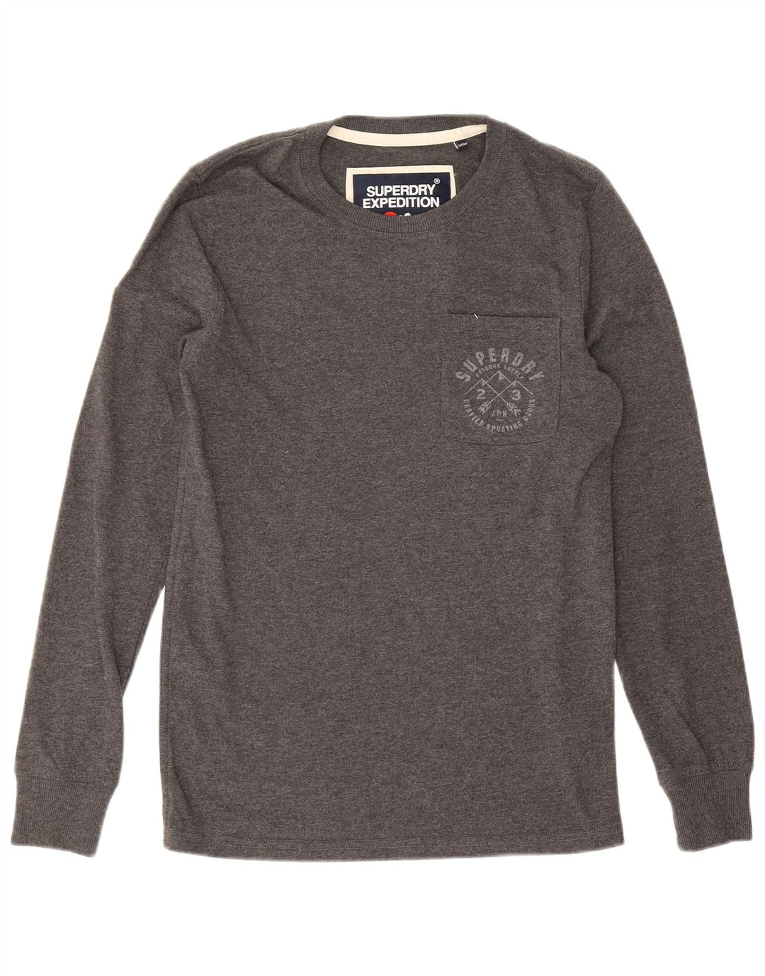 Męski top Superdry z długim rękawem, mały, szary, bawełniany