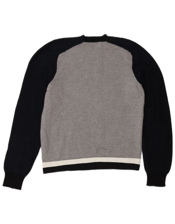 Damski sweter z okrągłym dekoltem Iceberg UK 12, wełna w kolorze średnioszarym