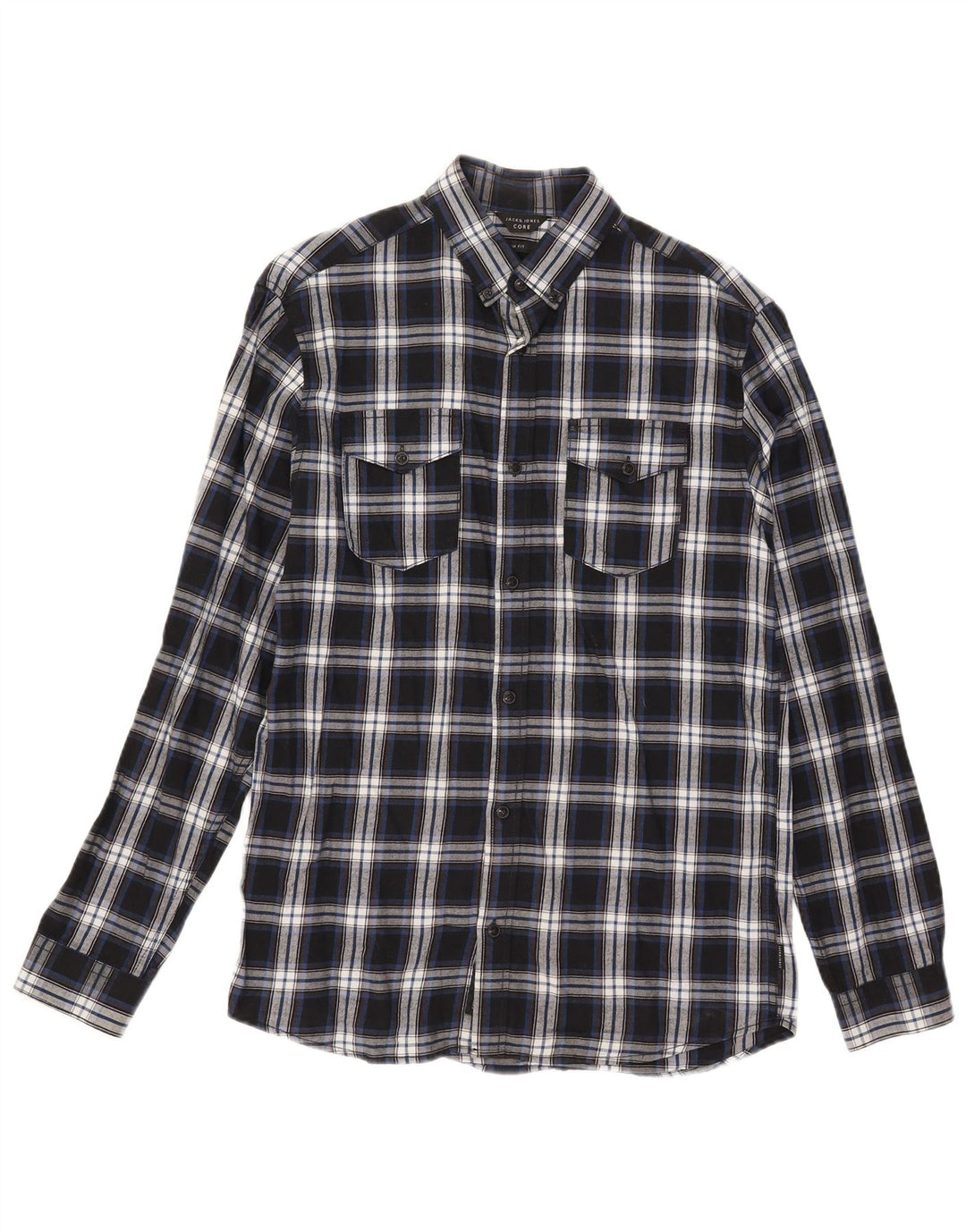 Koszula flanelowa męska Jack & Jones o dopasowanym kroju, w małą niebieską kratkę