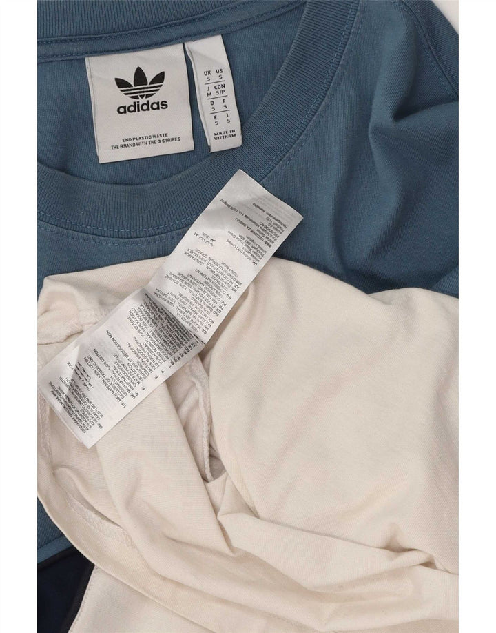 Adidas Męska koszulka Top, mała, niebieska, bawełniana z blokami kolorów