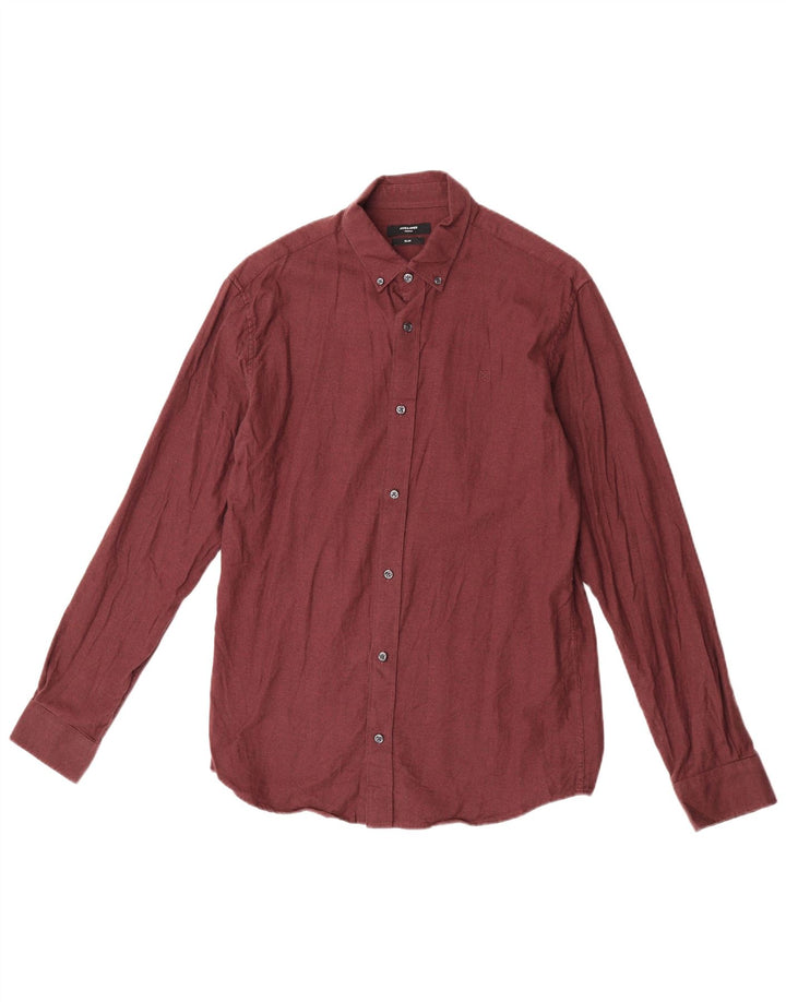 Koszula męska Jack & Jones o dopasowanym kroju, średnia, bordowa bawełna