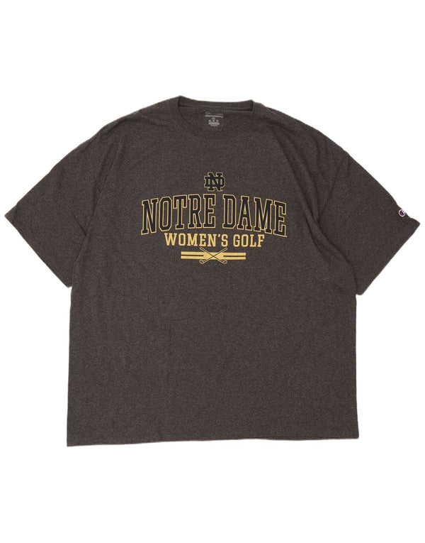Męska koszulka z grafiką Champion Notre Dame, 3XL, szara, nakrapiana bawełna