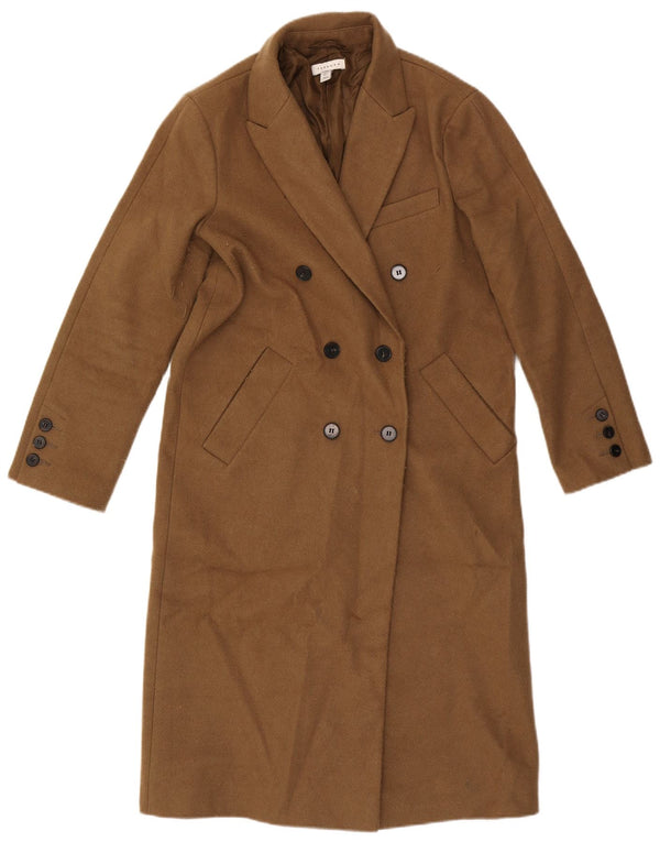 Topshop damski, drobny, oversize'owy płaszcz z podwójnymi piersiami, UK 4 XS, brązowy