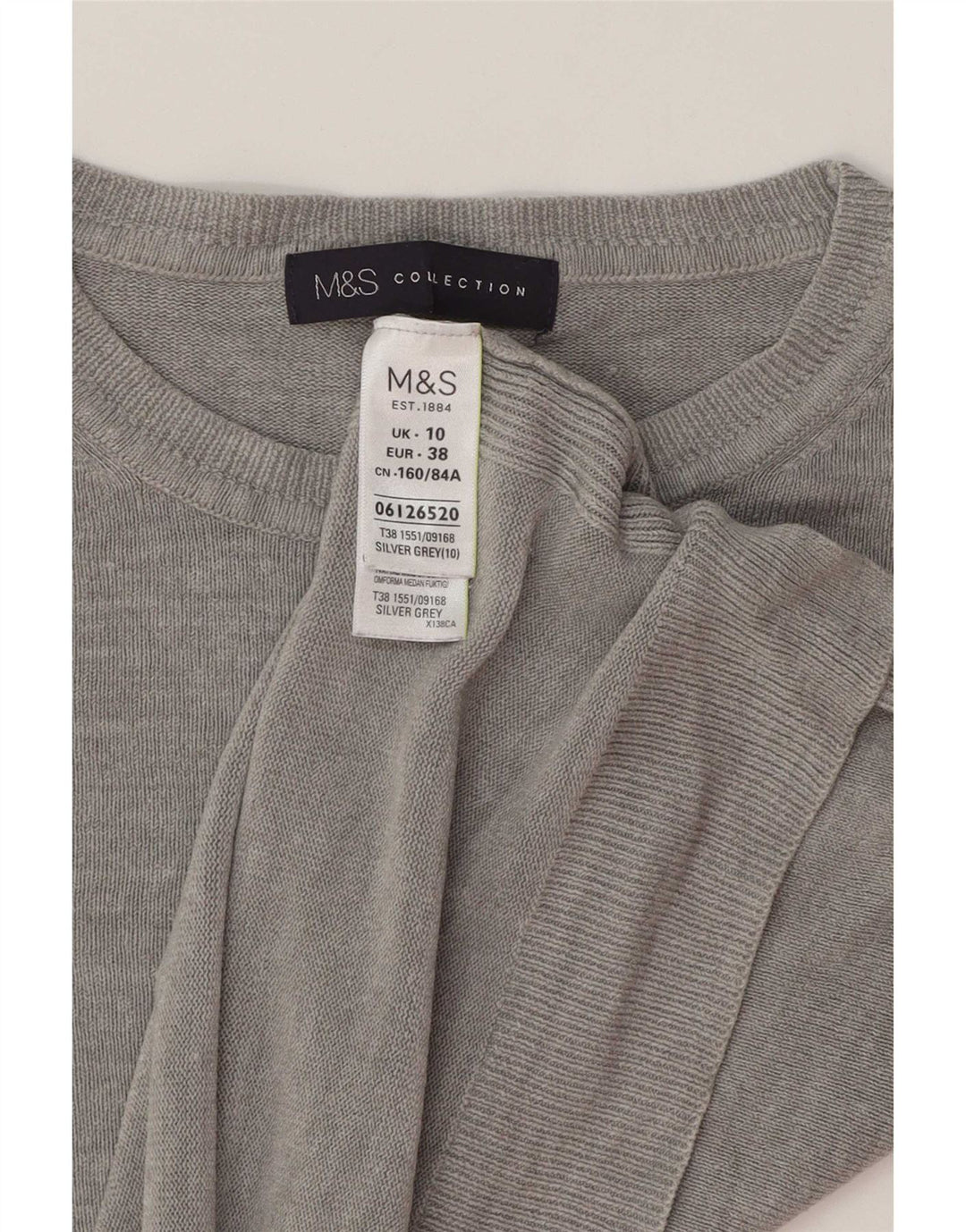 Marks & Spencer Damski sweter z okrągłym dekoltem, UK 10, mały, szary