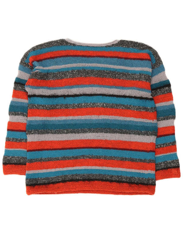 Sweter damski w stylu vintage z dekoltem w łódkę, UK 14, średnie, wielokolorowe paski